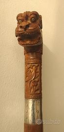 Bastone Legno Passeggio Intarsiato India Vintage