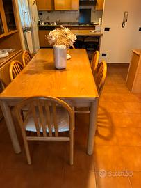 Tavolo da pranzo in legno +sedie -set completo