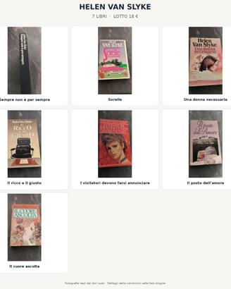 Lotto 7 libri Helen Van Slyke