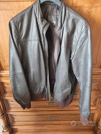 giubbotto in pelle marrone scuro/testa di moro