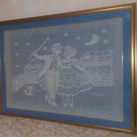 QUADRO VINTAGE AD UNCINETTO CON CORNICE DORATA