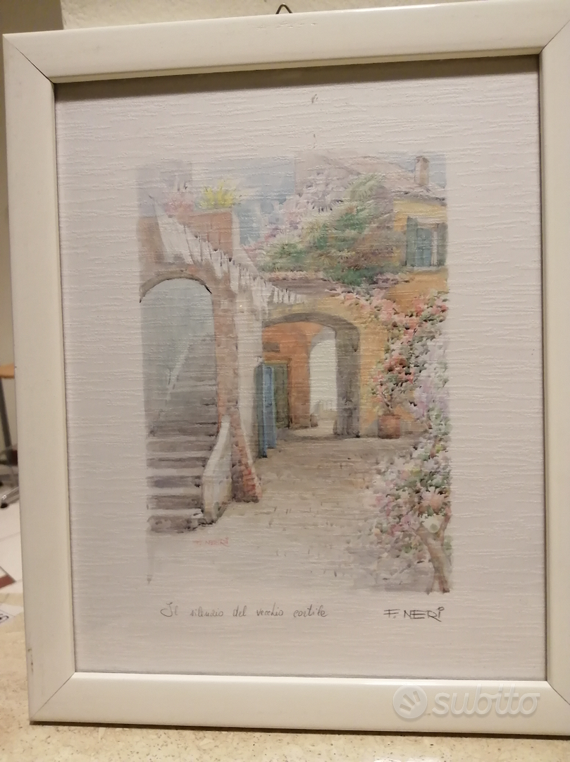 イタリア絵画　F.NERI F. Neri Original Print-Watercolor 'Roma-Piazza San Pietro