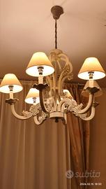 lampadario legno bianco Shabby Chic Privenzale