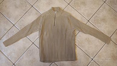 Maglione Uomo Benetton Mezza Zip - Beige - Tag L 