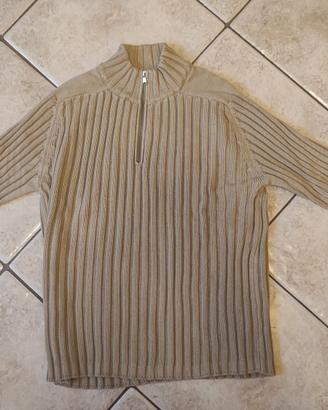 Maglione Uomo Benetton Mezza Zip - Beige - Tag L 