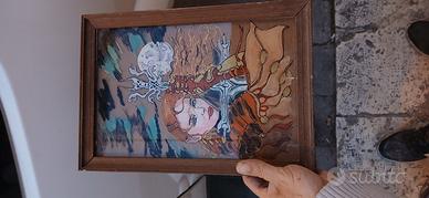 quadro con disegno su vetro