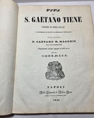 Libro Antico 1845 Vita di S. Gaetano Tiene Pergam.