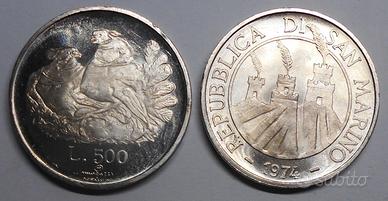 500 lire  ARGENTO 4 MONETE SAN MARINO  FD