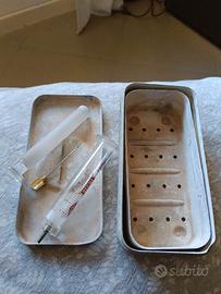 siringa in vetro vintage anni 70 con bollitore