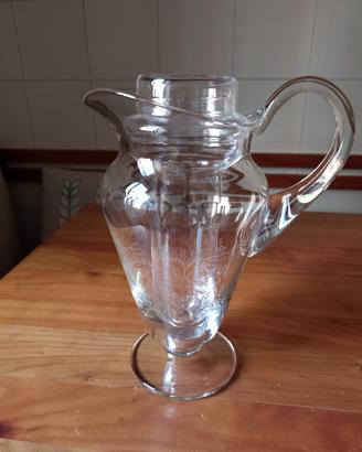Caraffa di vetro lavorato porta ghiaccio vintage 