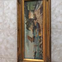 Quadro con cornice in legno vintage