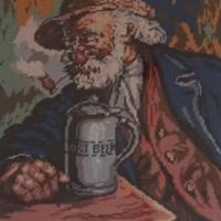 "Anziano con pipa e boccale di birra"