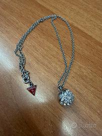 Collana Guess in acciaio con sfera e cristalli