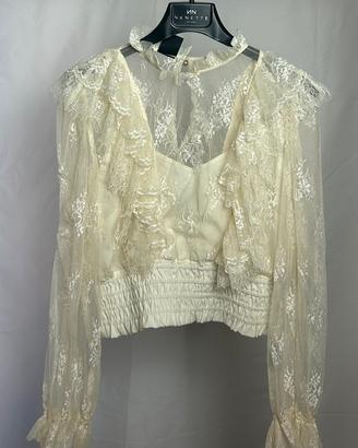 Blusa Pinko in pizzo avorio Tg S