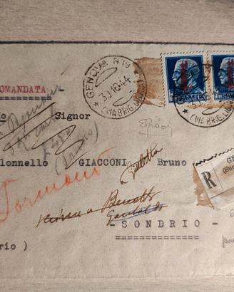 Busta Storica RSI 1944 (Guerra) - Genova/Sondrio