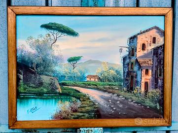 Quadro con Rudere antico dipinto a olio su tela.