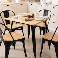 Tavolo sitle Industrial in Legno e Acciaio (80x80)