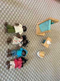 PlanToys-Familia di Bambole+Arredo Bagno