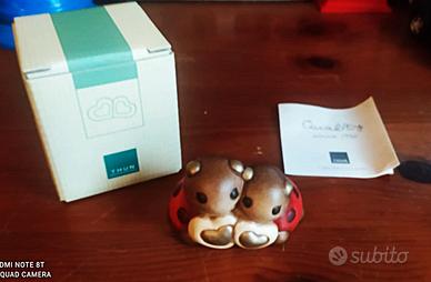 THUN Coppia Coccinelle Con Cuore in ceramica-nuova