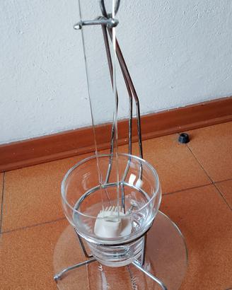 scopettino bagno in vetro e metallo anni 70 