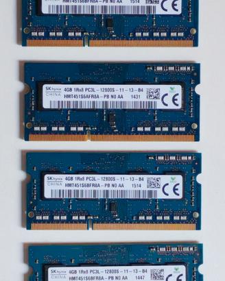 4x4GB Ram DDR3 PC3L-12800S Sodimm SK Hynix (16GB)