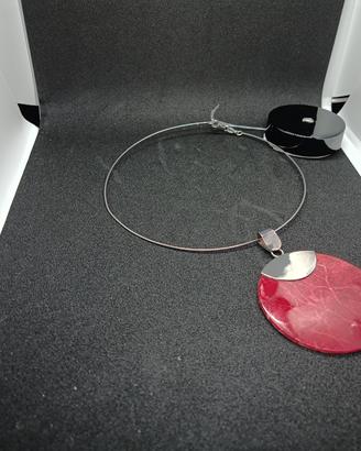 Collana ak401 in argento 25 rodiato, Corallo