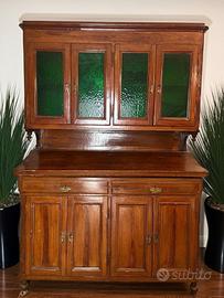 Splendida Credenza Antica a Doppio Corpo con Vetri