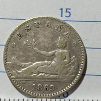 moneta antica argento Spagnola 1869