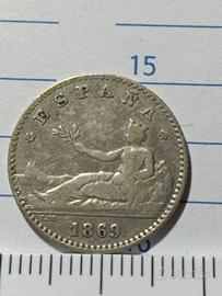 moneta antica argento Spagnola 1869