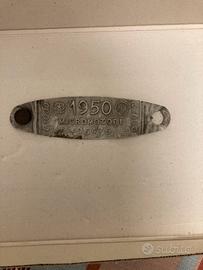 Targhetta bollo bicicletta motociclo epoca 1950