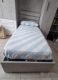 Letto singolo a contenitore con materasso