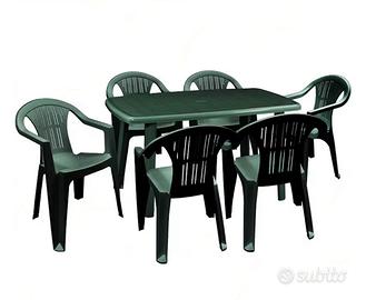 Tavolo plastica giardino con 6 sedie