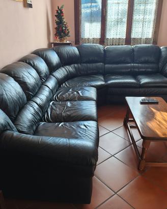 Divano angolare in pelle nera