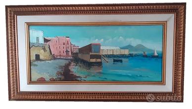 Quadro Napoli ed il vesuvio Panorama cm. 105x45