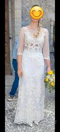 Abito da sposa in pizzo e tulle