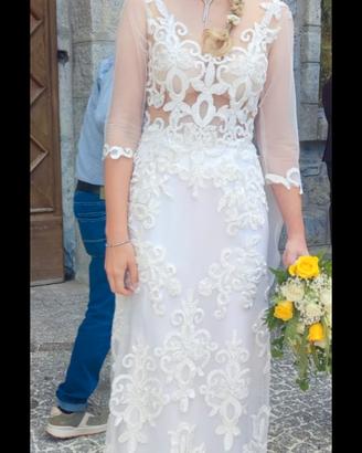 Abito da sposa in pizzo e tulle