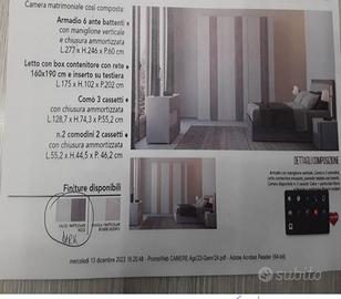 Camera matrimoniale arredissima come nuova