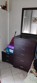 Cassettiera comò, specchio e comodino coordinati