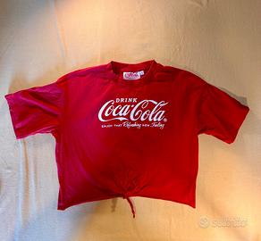 t-shirt rossa Coca-Cola, taglia S, con logo
