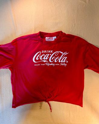 t-shirt rossa Coca-Cola, taglia S, con logo