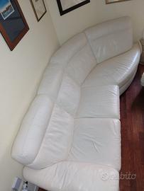 Divano in vera pelle bianca/ panna angolare