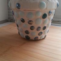 Vaso cotto con decoro mosaico e perle vetro