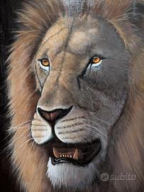 Quadro Leone Acrilico su Tela 90x65 cm
