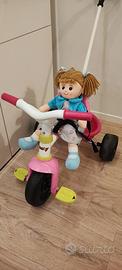 Triciclo Smoby rosa con maniglione spingi-bimbo