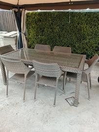 Tavolo e 6 poltrone in foglia di bambù OSMEN 