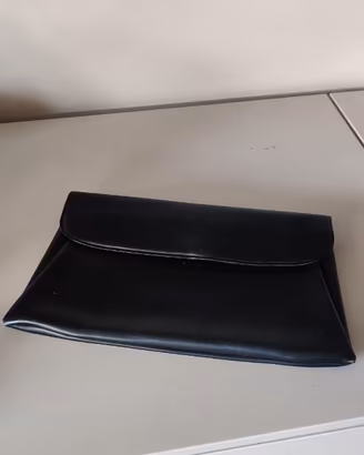 Pochette clutch busta pelle liscia nera vintage an