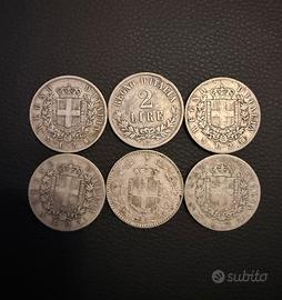 6 MONETE ARGENTO 2 LIRE