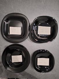 Set 63 piatti in vetro opale-arcopal nero lucido