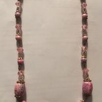 Collana vintage di Rodoniti burattati e Rosaline