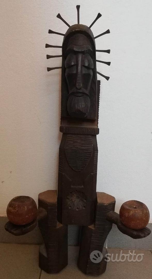 Candeliere Tradizionale In Legno Lavorato A Mano: Set Da 3 Portacandele Rustici Grigio Lavato